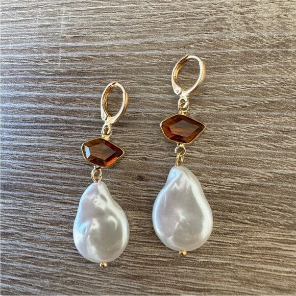 Pearl drop earrings N424 - Picture 3 of 3